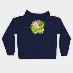 Girl with Pink Hair Surrounded by Yellow Flowers Kids Hoodie